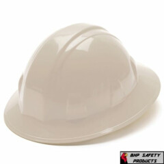 PYRAMEX WHITE FULL BRIM SAFETY HARD HAT 4 POINT RATCHET SUSPENSION HP24110