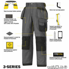 Snickers 3214 Trousers Canvas Holster Work Trousers Snickers Direct Grey-Black