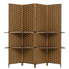 THY COLLECTIBLES Freestanding Woven Bamboo 4 Panels Hinged Privacy Panel...