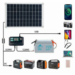 100W Protable Solar Panel Kit Dual DC 2IN1 USB Charger Kit + Sol ◐