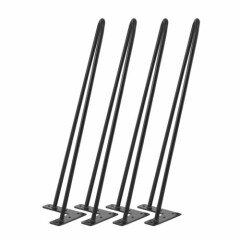 Coffee Metal Hairpin Table Legs 22"- 28" Set of 4 Solid Iron Bar W/ Screw
