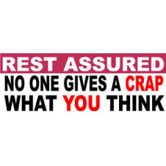 Rest Assured, No One Gives A Crap What You Think, Sticker S-61
