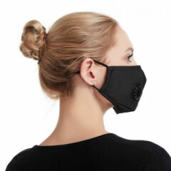 Cotton Face Cover with Breathing Valve, Reusable Face mask Adjustable Ear Loops 