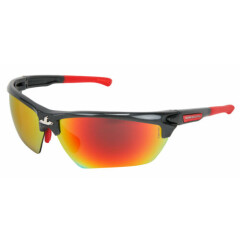 Crews Dominator 3 Safety Glasses with Gun Metal Frame and Red TPR, Fire Lens