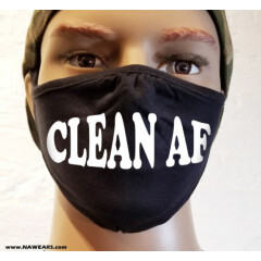 Narcotics Anonymous NA CLEAN AF - Black Face Mask - NEW Options
