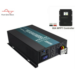 Pure Sine Wave Inverter 2500W 24V DC 120V MPPT Charge Controller 60A Solar Home
