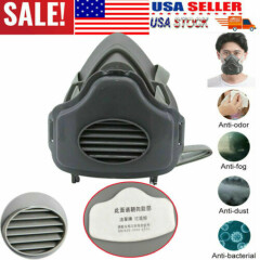 Safety Gas Mask Respirator Half Face Protect Painting Spray Facepiece w/Filters