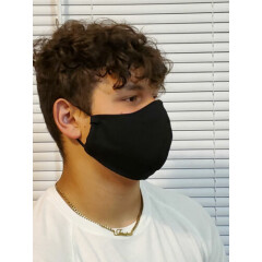  Face Mask Solid Black Double Layer reusable washable Unisex US Made 