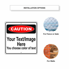 Caution Personalized Text And Image Custom Designed Aluminum Metal 12"x12" Sign
