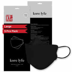 Face Covering - Black Large - 10 PCS Reclosable Package - Made in Korea
