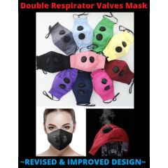 Cotton Reusable/Washable DUAL Respirator Valves ANTI-FOG Face Mask PM2.5 Filters