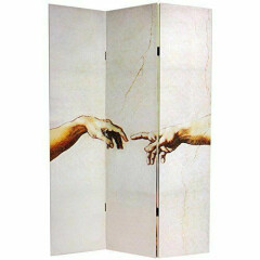 6' Double Sided Creation of Adam / Cherubs Canvas 3-Panel Room Divider $129