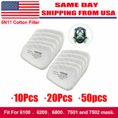 10/20/50Pcs 5N11 Cotton Filter Replacement For 6200 6800 7502 Respirator Filters