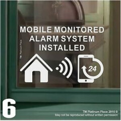 6 MOBILE Monitored Alarm System Installed-Window Stickers-Warning Security Signs