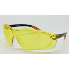 Safety Glasses Yellow Amber Lens Eyewear Rubber Gel Nose Pad ANSI 12 PAIR PACK