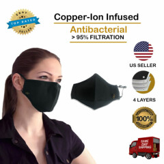  Copper Ion Infused Face Mask with 4 Layers of Filtration - 1 pack