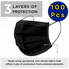 100 / 50 PCS Black Face Mask Mouth & Nose Protector Respirator Masks with Filter