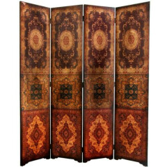 Room Divider Privacy Screen Golding Home Decor 4 Panel Faux Leather 6 ft Brown