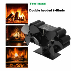 Heat Powered Stove Fan, Wood Stove Fan, 8 Blades Dual Head Fireplace Fan 