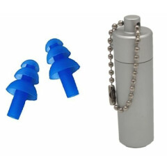 1 pair Silicone Ear Plugs in Case Tube Hearing Protection Black Silver Blue