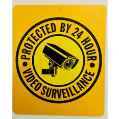 "Protected by 24 Hour, Video Surveillance" Outdoor Security Camera Sign