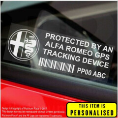 4 x Alfa Romeo PERSONALISED GPS Tracking Device-Security Stickers-Alarm-Tracker
