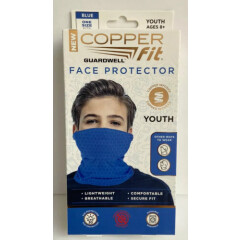 New Copper Fit Face Mask Protector Youths Age 8+ Blue UPF30 Lightweight Washable