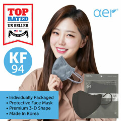 AER KF94 GRAY Face Protective Safety Mask KFDA Approved Made in Korea S/M/L
