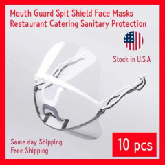 10pcs Transparent Clear Plastic Anti-fog Mouth Shield Great Restaurant + Straps