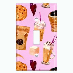 Metal Light Switch Cover Wall Plate For Kitchen Coffee Cookie Heart Shake COF116