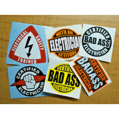 Funny Hard Hat Stickers / Electrician Safety Trained Bad Ass Certified Decals