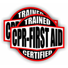 pair - CPR First Aid Trained Certified Hard Hat / Helmet Stickers Decals Emblems