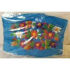 Blue Mexico Embroidery Flower Face Mask Face Covering