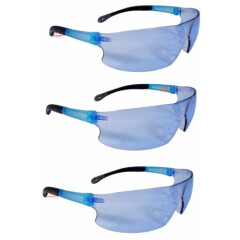 3 Pair/Pack Radians Rad Sequel Light/Blue Safety Glasses Gel Nose Pad Sun Z87+