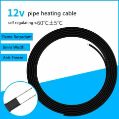 12V Self Regulating Heating Cable 8mm Width Antifreeze Protection Pipe Warm Wire