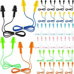 60 Pairs Soft Silicone Ear Plugs With Cords,Anti-noise, Reusable,Waterproof