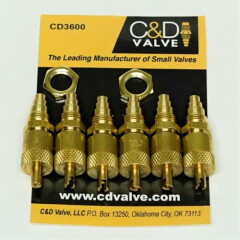 C&D Valve CD3600 Access Valve Pack of 6 1/4" M. x 1/8 ID and 3/16, 1/4 5/16 OD