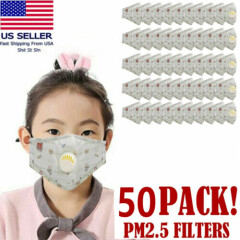 50 Pack Cotton Face Mask Washable + For Children Mint Green Object Pattern