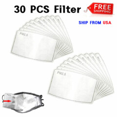 30 PCs PM2.5 Activated Carbon Filter Replaceable Face Mask Cover 
