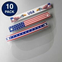 Safety Full Face Shield Visor 10 PACK Reusable Anti Fog American Flag Face Mask