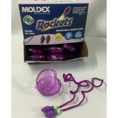 50- Rockets 6420 Reusable Ear Plugs 27dB Purple Cloth Corded or Cordless Moldex 