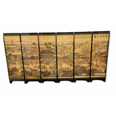 MINI Oriental 6-Panel Folding Screen Printed Decorative Divider Tabletop MINI!!!