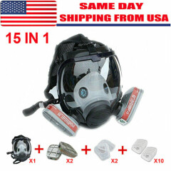 US 15 in 1 For 6800 Facepiece Respirator Gas Mask Full Face Spraying Painting
