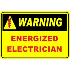 Warning, energized electrician hard hat sticker, CE-26