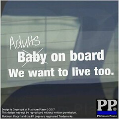1 x Adults on board-WHITE-Car,Van,Sign,Sticker,Window,Adhesive,Funny,Joke,Baby