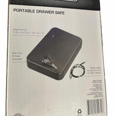 Portable Drawer Safe 1.8in 6.4in w x 9 in D With Key Lock