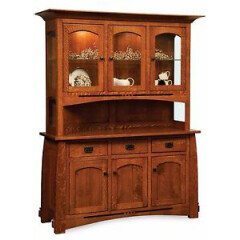 Amish Mission Arts & Crafts Hutch China Cabinet Colebrook Buffet Solid Wood
