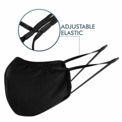 Face Masks Protection Cotton Reusable Black Fashion Adjustable (Pack 10)
