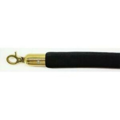 VIP Crowd Control 1656 72 in. Velour Rope with Gold Closable Hook - Black