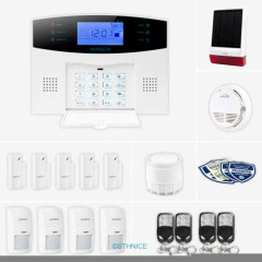 HOMSECUR Wireless&Wired GSM Home Alarm System+Wireless Solar Outdoor Flash Siren